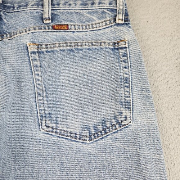 Mens 36x34 Blue Denim Workwear Jeans Wrangler Rustler Classic Stonewashed Pants - Picture 8 of 16